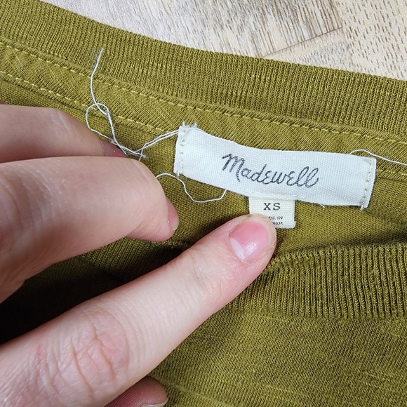 Madewell green women's size xs ruffle sleeve top - Picture 2 of 6